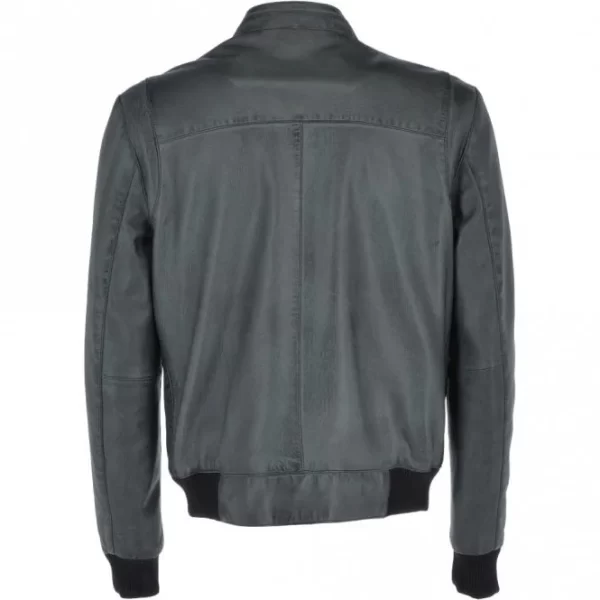 Belmont Men’s Gray Vintage Leather Bomber Jacket