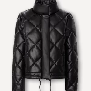 Fiona Ladies Black Bomber Leather Jacket