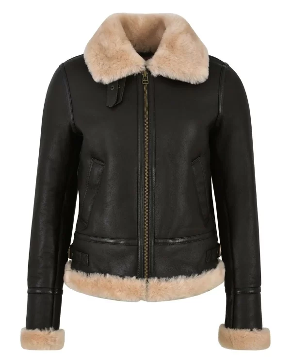 Janet B3 Flying Aviator Bomber Leather Jacket