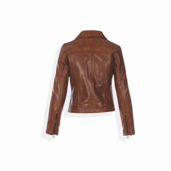 Tristian Women’s Cognac Bomber Leather Jacket