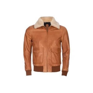 Gordon Men's Tan Bomber Leather Jacket