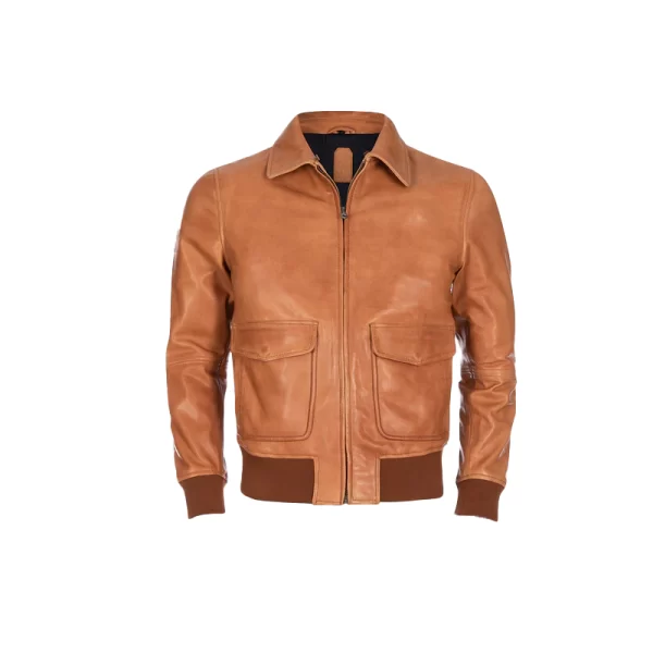 Gordon Men's Tan Bomber Leather Jacket