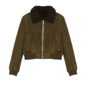 Beatrice Women's Suede Bomber Leather Jacket